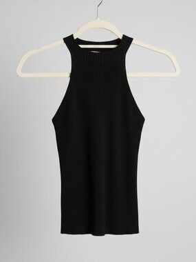 Kontatto Black Ribbed Sleeveless Knit Top Size Small